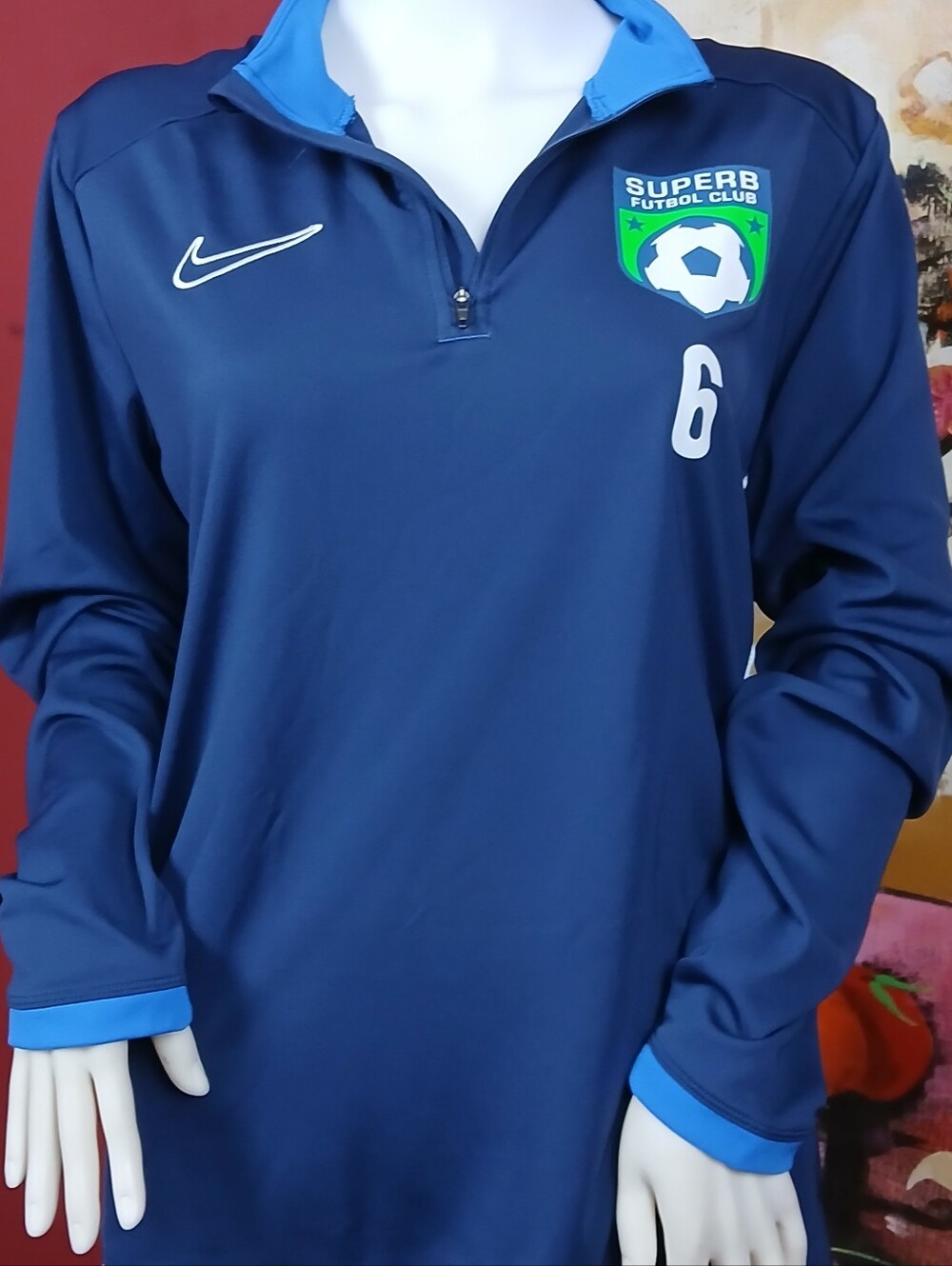 Nike Women's Navy & Light Blue Soccer Top with Crestee